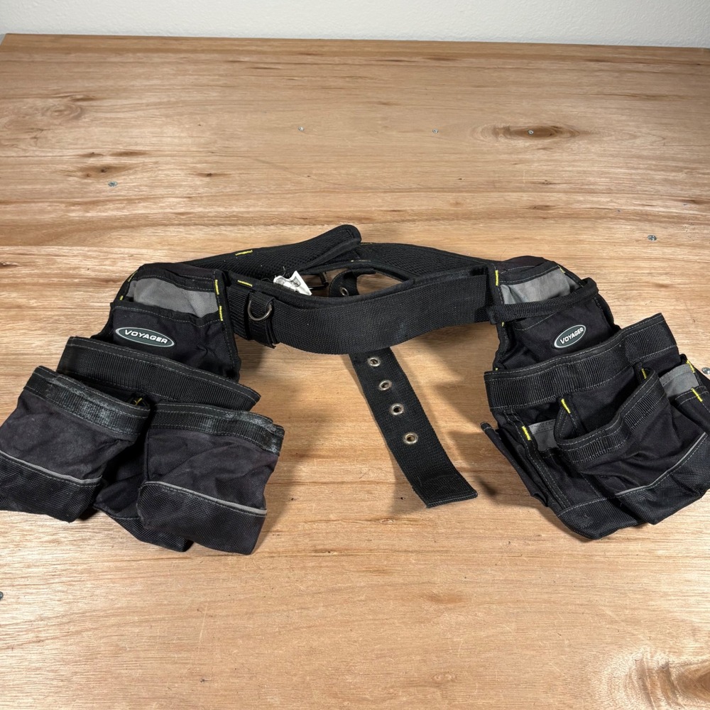 Voyager Heavy Duty 18 Pocket Tool Belt Black Grey Adjustable 63294 RN77736